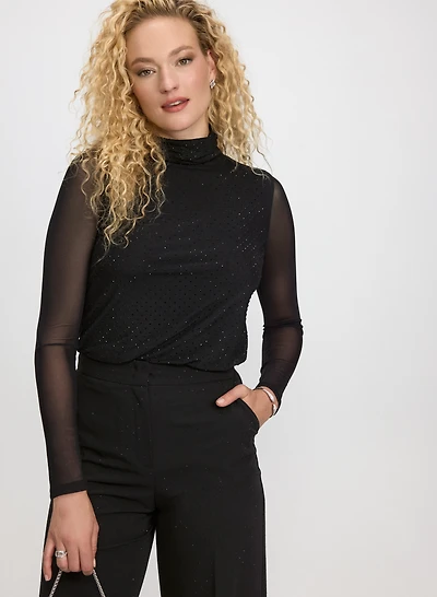 Mesh Tonal Embellished Top