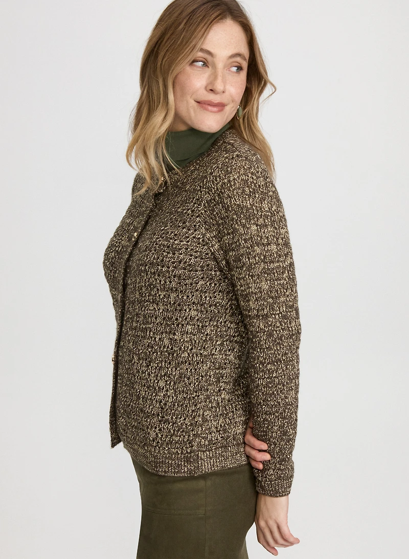 Bouclé Button-Down Cardigan