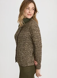Bouclé Button-Down Cardigan