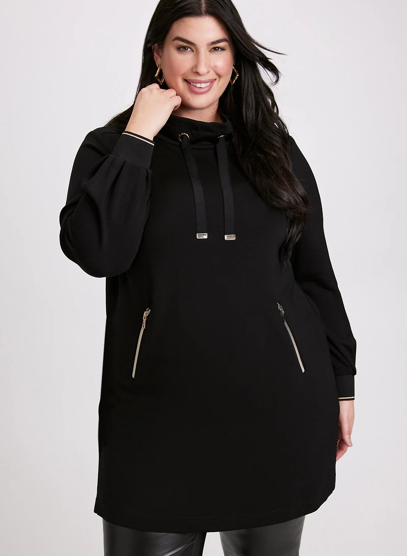 Tunique à col bénitier et poches latérales