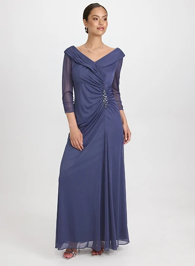 Mesh Wrap-Style Dress