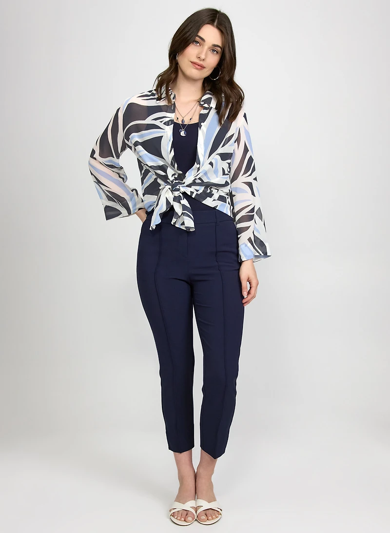 Chemisier en chiffon à motif de feuilles