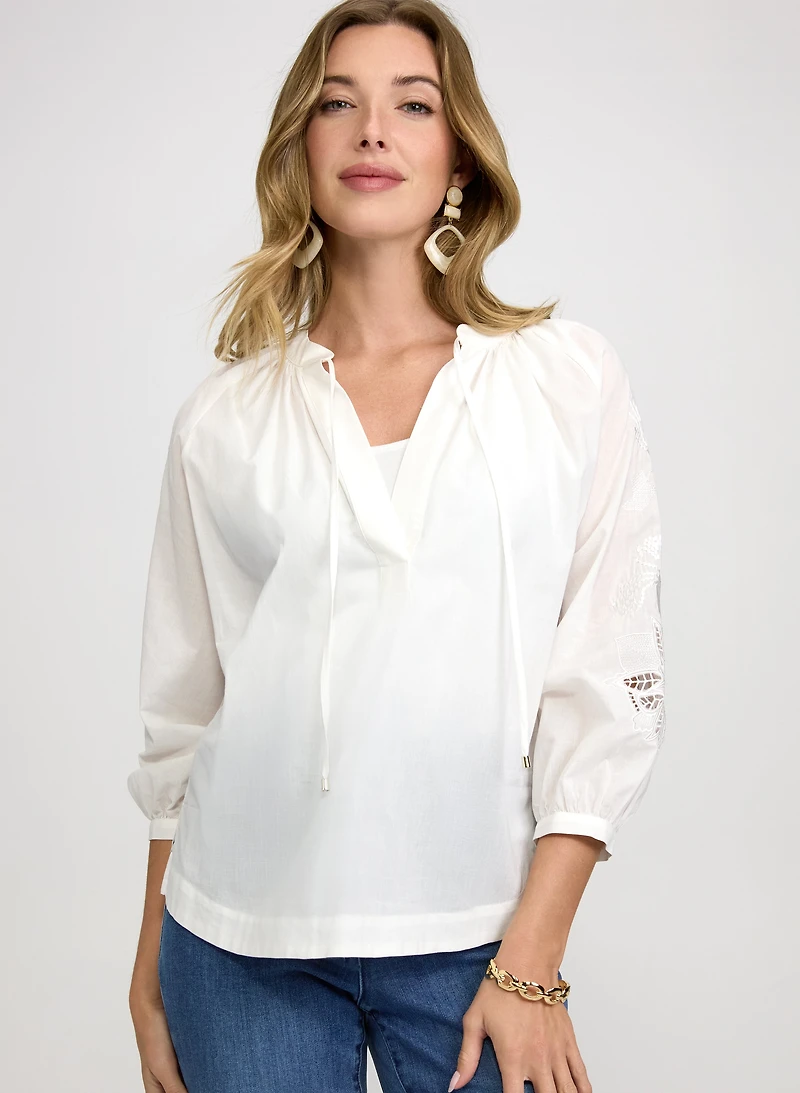 Embroidered Sleeve Blouse