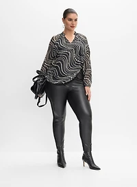 Melanie Lyne - Mixed Polka Dot Top & Vegan Leather Front Leggings