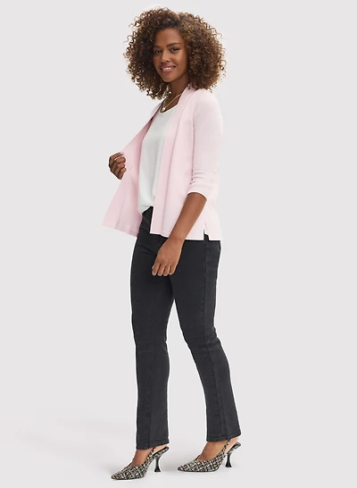 Pointelle Stitch Cardigan & Rhinestone Detail Jeans