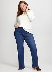 Eyelet Detail Top & Straight-Leg Jeans