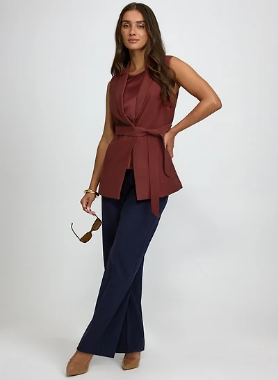 Notched Lapel Belted Vest & Olivia Wide-Leg Pants