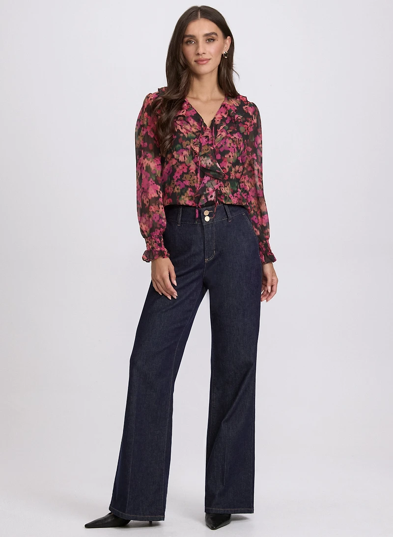 Blouse florale volantée