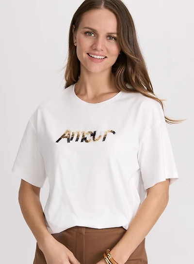 T-shirt à lettrage orné