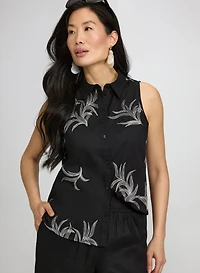 Leaf Embroidered Blouse