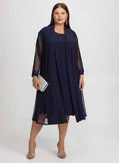 Lace Trim Jacket & Dress Set