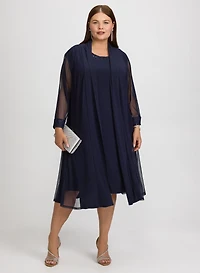 Lace Trim Jacket & Dress Set