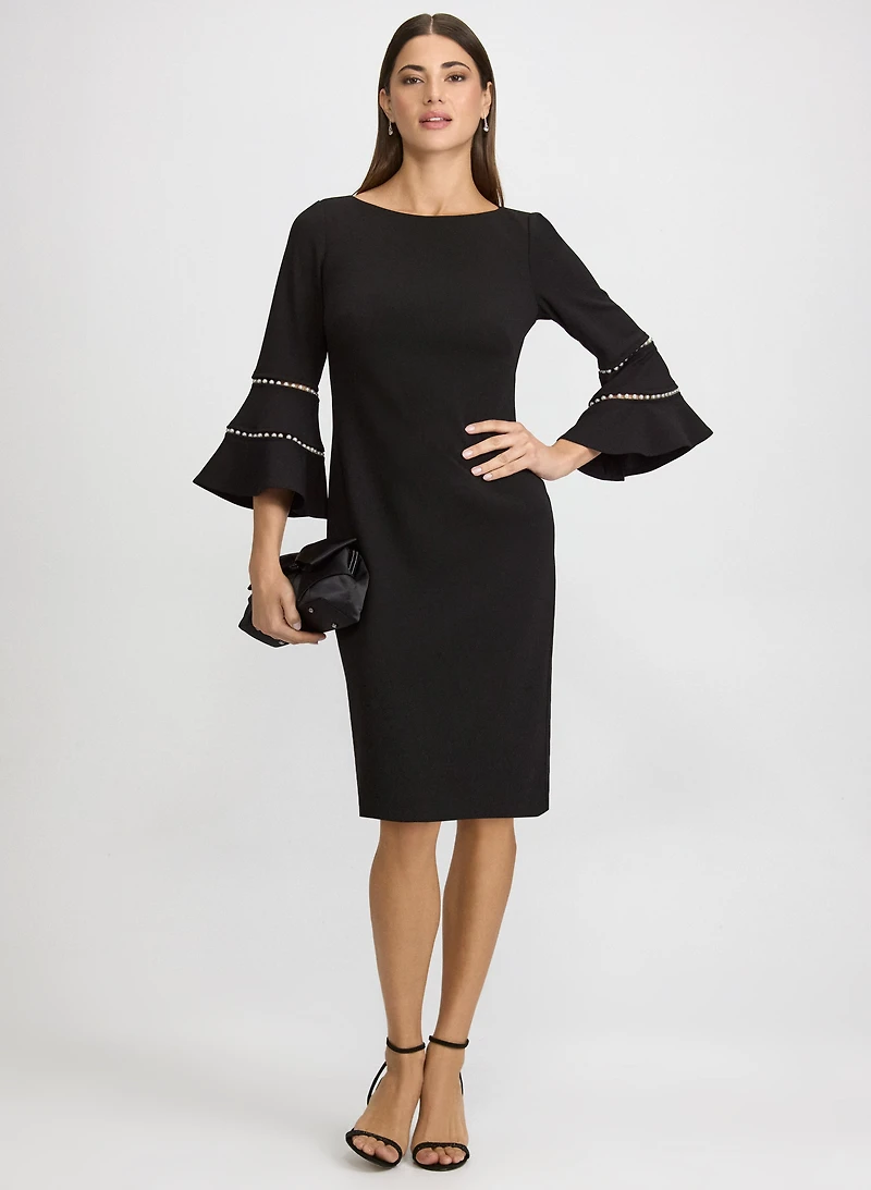 Pearl Embellished Bell Sleeve Dress