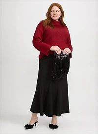 Pull à rayures ottoman et jupe maxi à godets