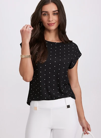 Polka Dot Bubble Knit Top