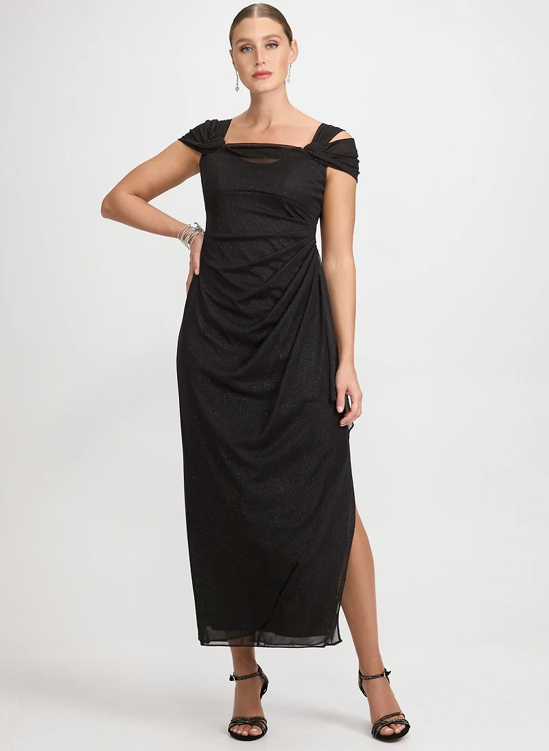 Alex Evening - Draped Cold-Shoulder Dress