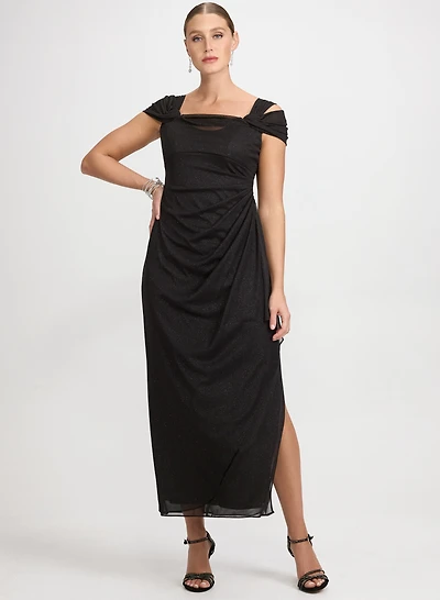 Alex Evening - Draped Cold-Shoulder Dress