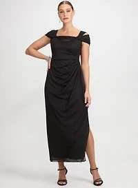 Alex Evening - Draped Cold-Shoulder Dress