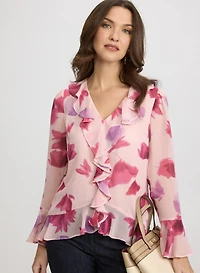 Blouse florale en chiffon