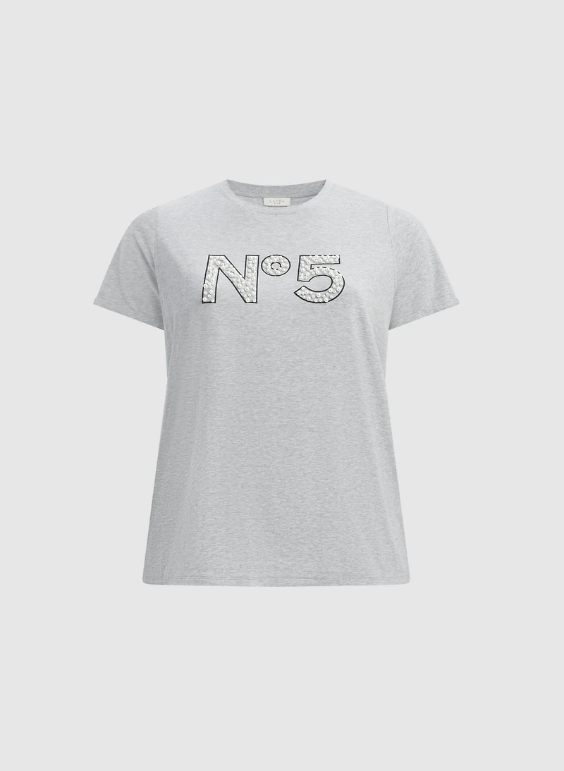 T-shirt imprimé à perles