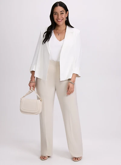 Open Crinkle Jacket & Pull-On Wide-Leg Pants