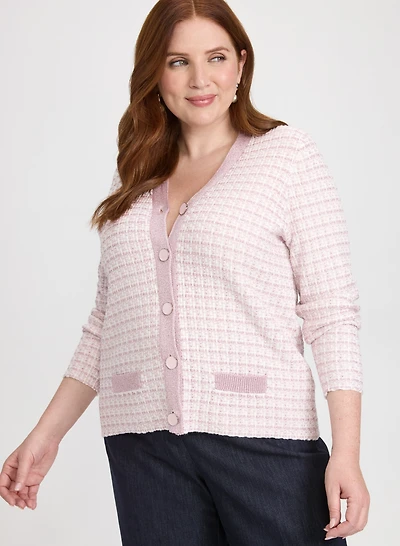 Cardigan boutonné en bouclé