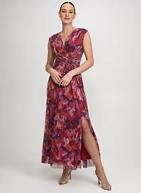 Robe florale métallique