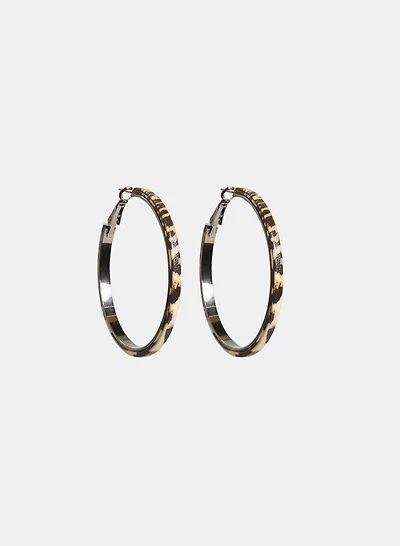 Leopard Print Hoop Earrings