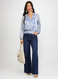 Leaf Print Lurex Blouse