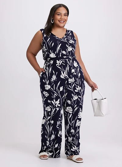 Floral Braided Belt Jumpsuit