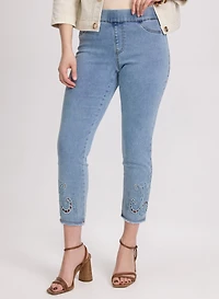 Embroidered Hem Jeans