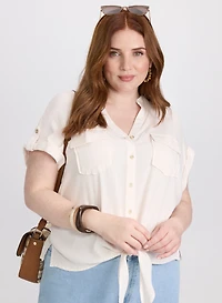 Blouse boutonnée à ourlet nou