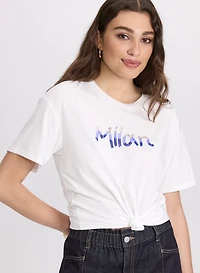 T-shirt à texte paillettes
