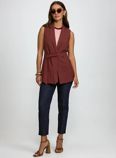 Notched Lapel Belted Vest & Emma Slim-Leg Pants