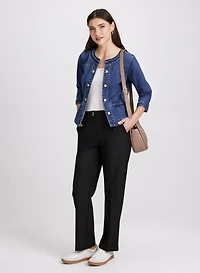 Braided Trim Denim Jacket & Mia Straight-Leg Pants - Regular