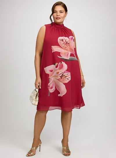 Lily Print Chiffon Dress