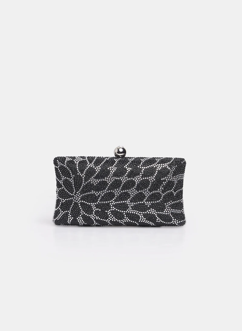 Floral Rhinestone Box Clutch