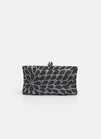 Floral Rhinestone Box Clutch