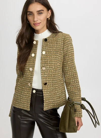 Button Detail Bouclé Jacket