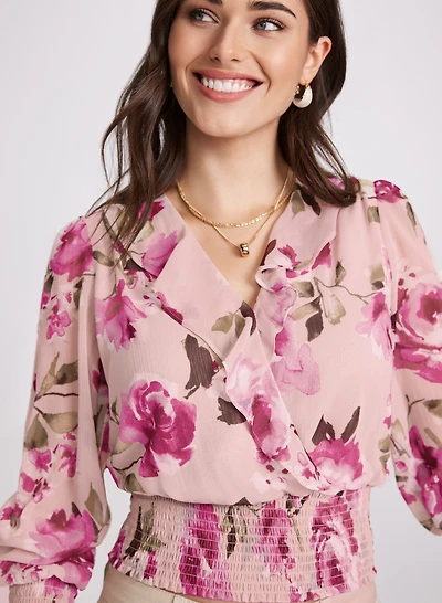 Blouse florale à volant