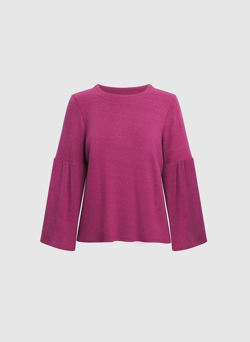 Ribbed Bell Sleeve Sweater