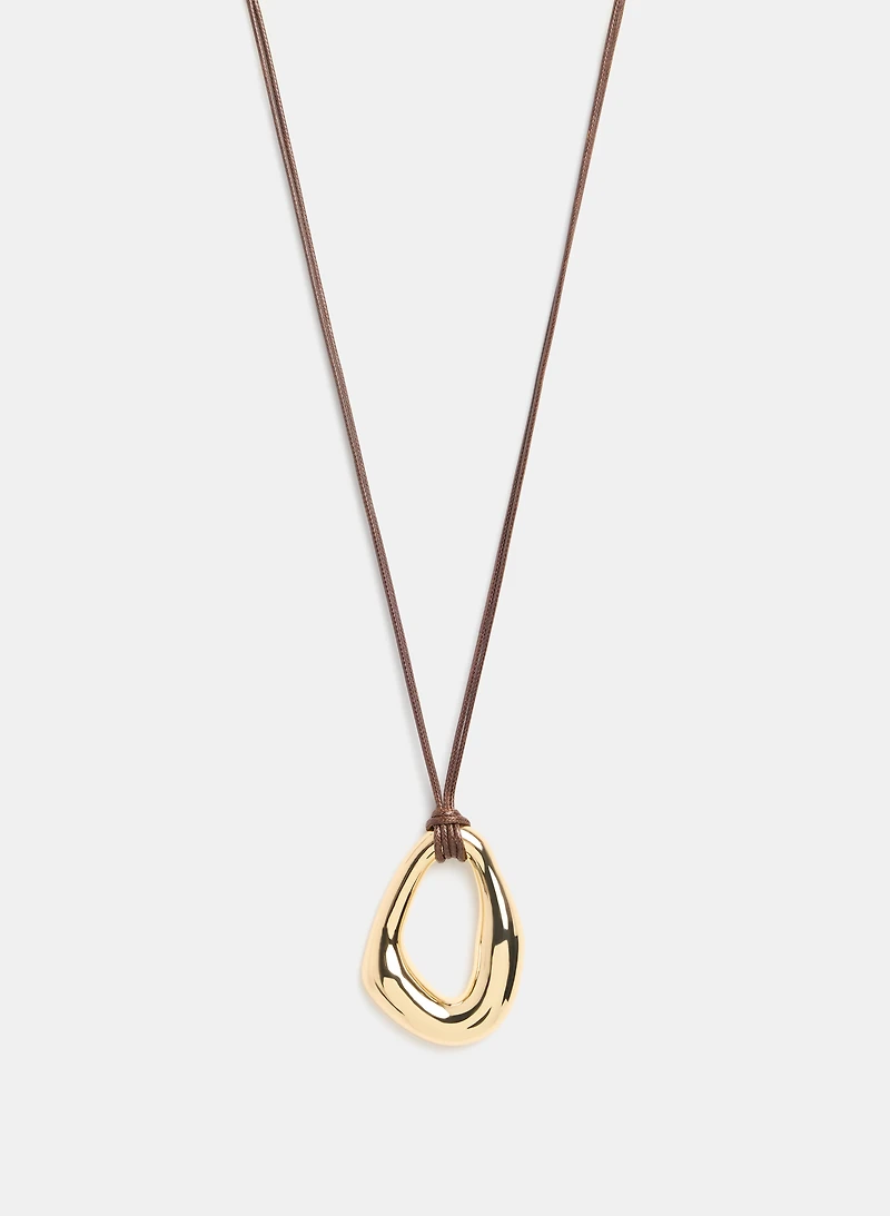 Irregular Open Hoop Cord Necklace