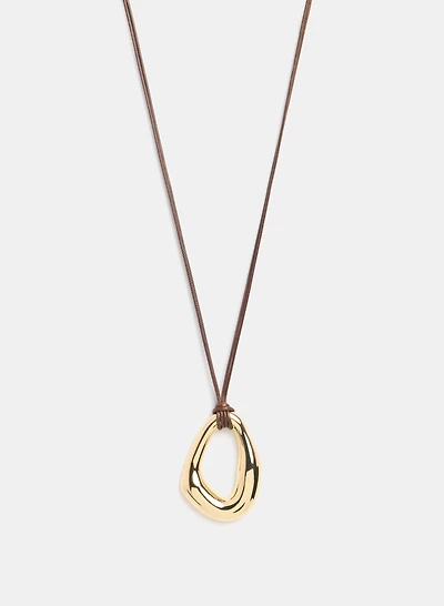 Irregular Open Hoop Cord Necklace