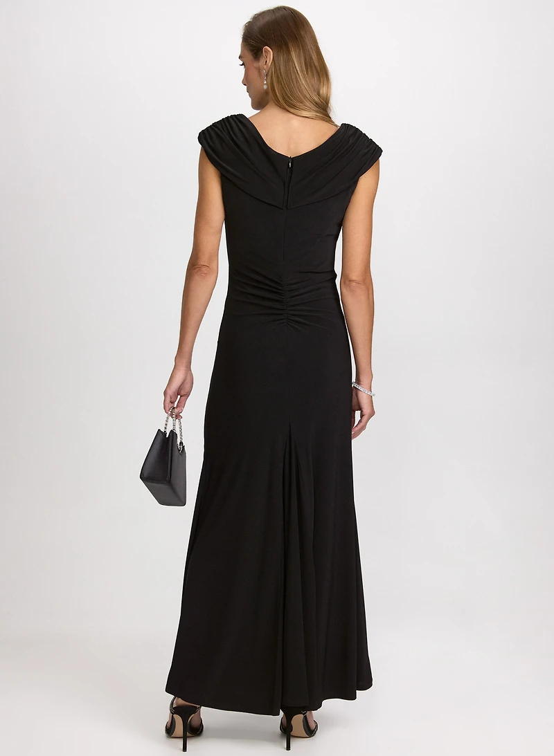 Jersey Waterfall Ruffle Dress