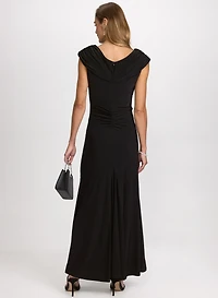 Jersey Waterfall Ruffle Dress