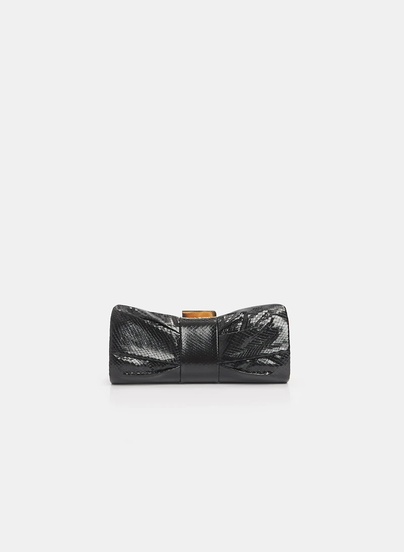 Snakeskin Bow Clutch