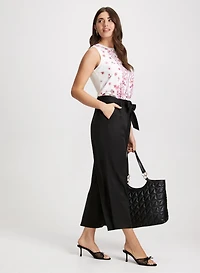 Floral Sleeveless Top & Belted Pants