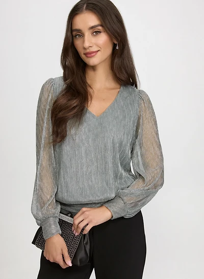 Crinkle Lurex Blouse