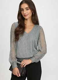 Crinkle Lurex Blouse