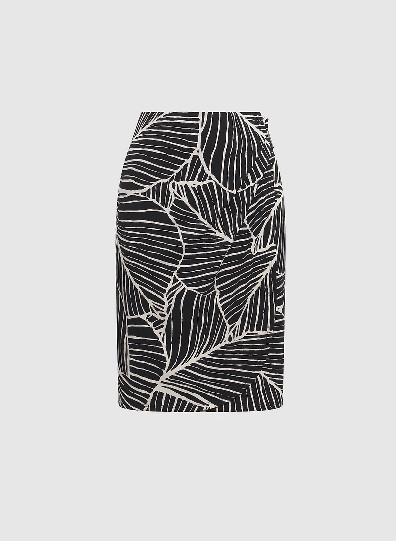 Leaf Print Pencil Skirt